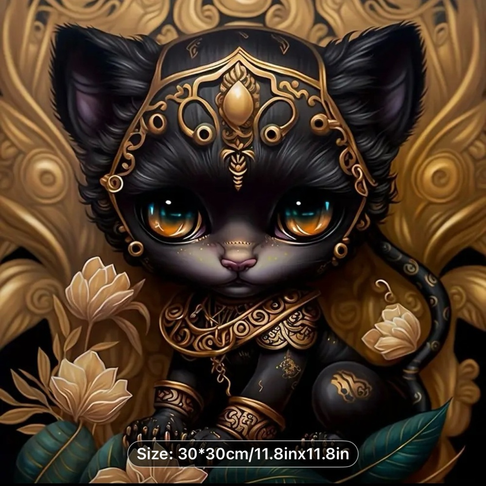 Diamond Art Kit NIP - Black and Gold Cat